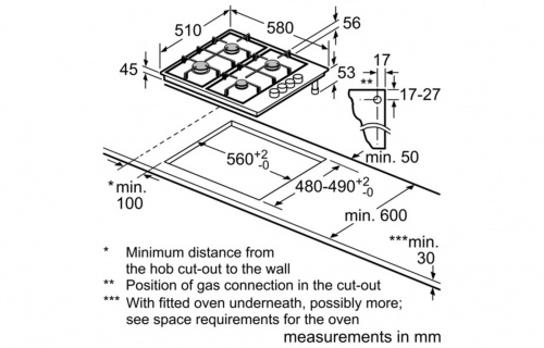 Bosch Series 2 PBP6B5B60 60cm Gas Hob - St/Steel